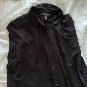 Eileen fisher button down sleeveless black shirt size extra small